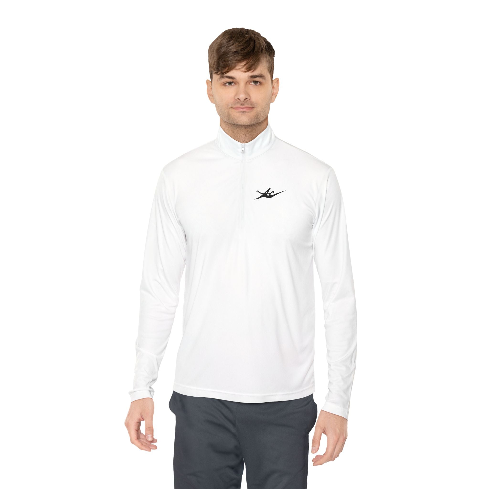 Unisex Embroidered Logo Quarter-Zip Performance Pullover