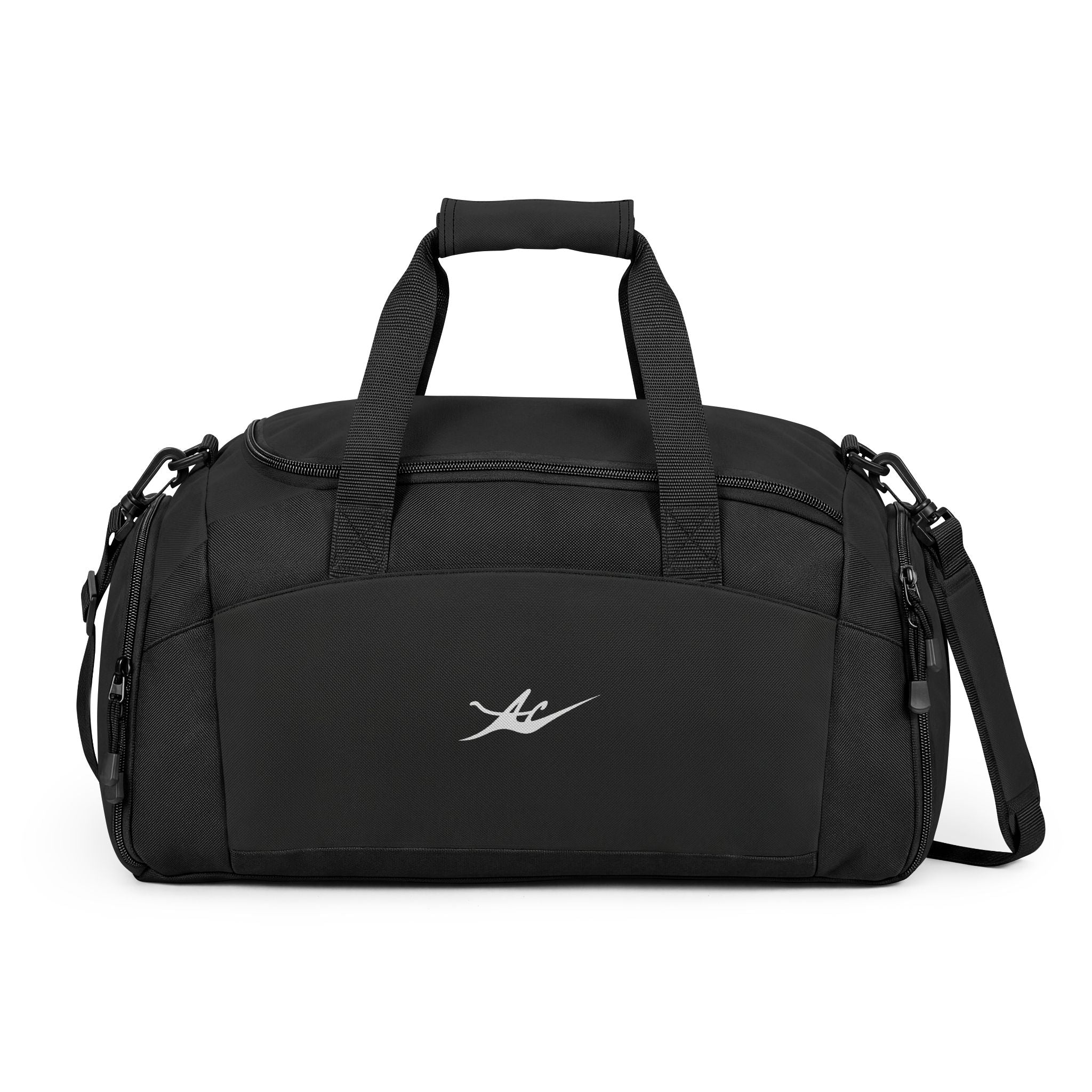 Black Performance Gym Duffle Bag with Adjustable Shoulder Strap
