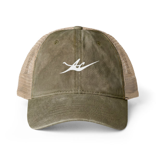 Women's Washed Mesh-Back Cap with Embroidered Logo