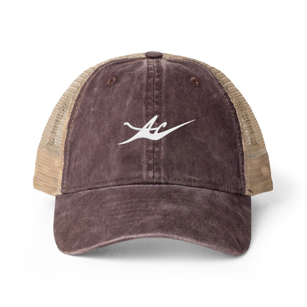 Women's Washed Mesh-Back Cap with Embroidered Logo