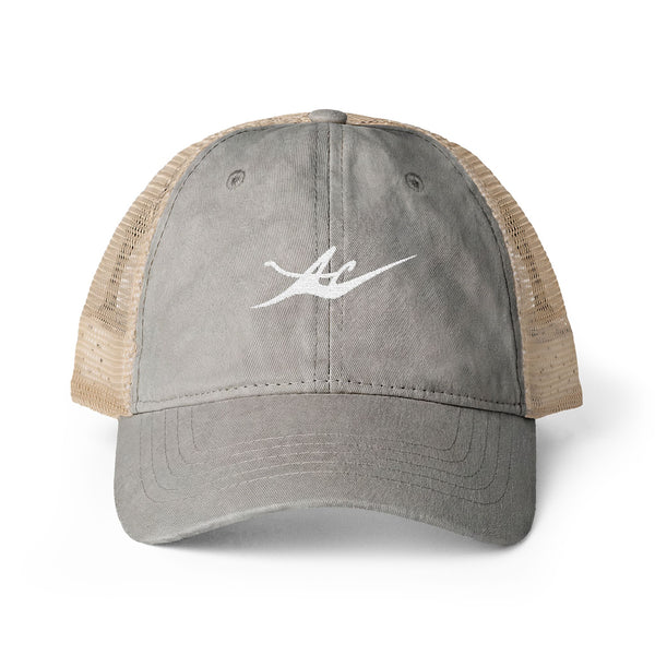 Women's Washed Mesh-Back Cap with Embroidered Logo