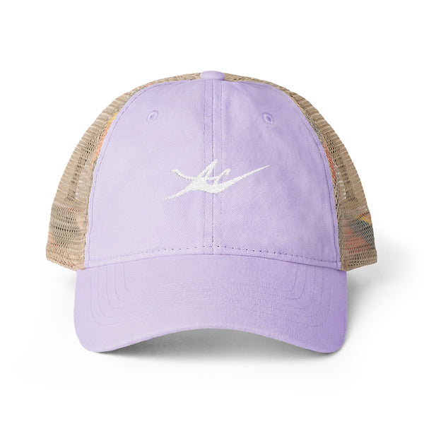 Women's Washed Mesh-Back Cap with Embroidered Logo
