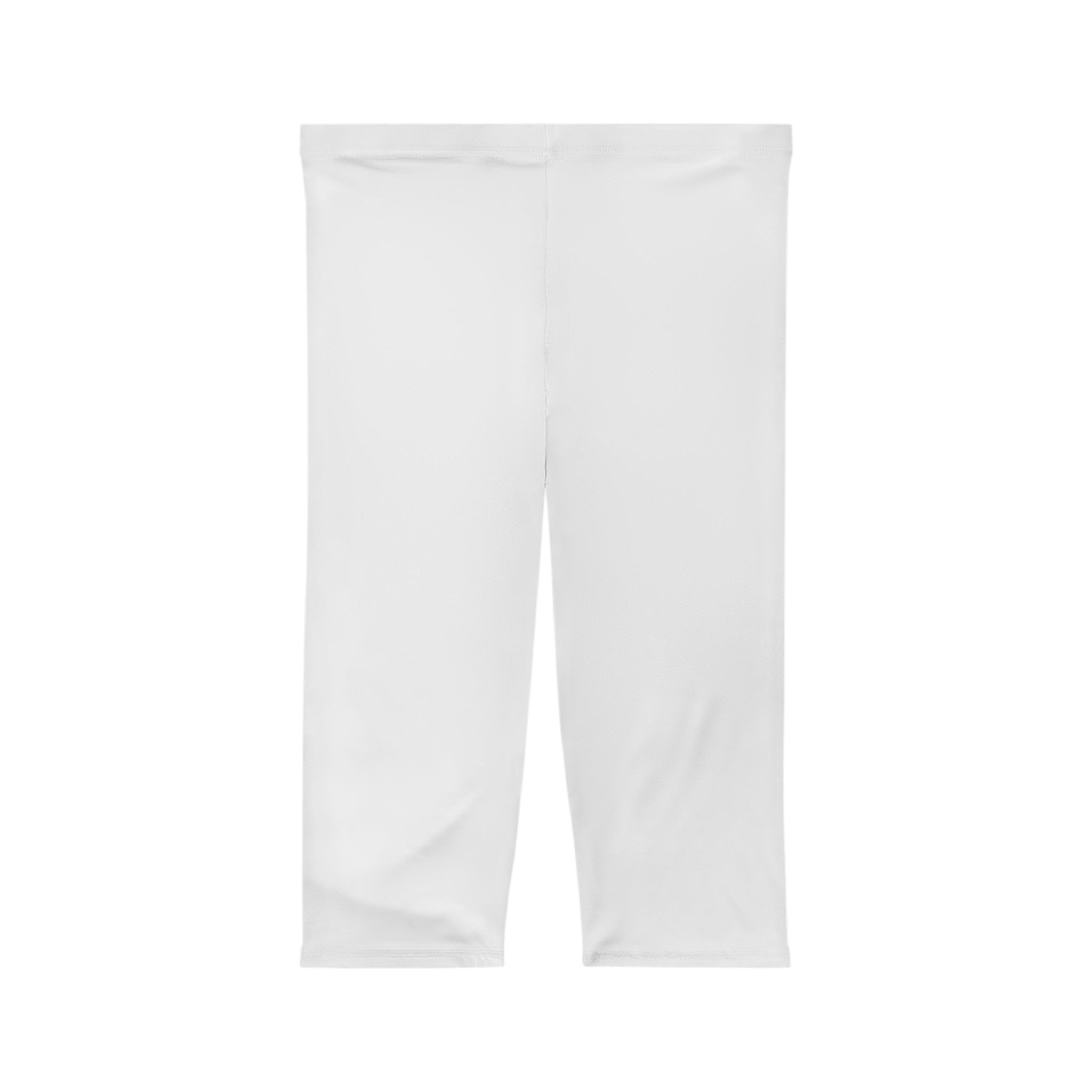 Women's White Capri Leggings with Gold Vertical Anacka Apacka Graphic