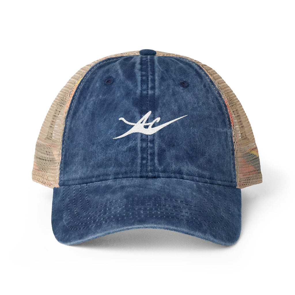 Women's Washed Mesh-Back Cap with Embroidered Logo