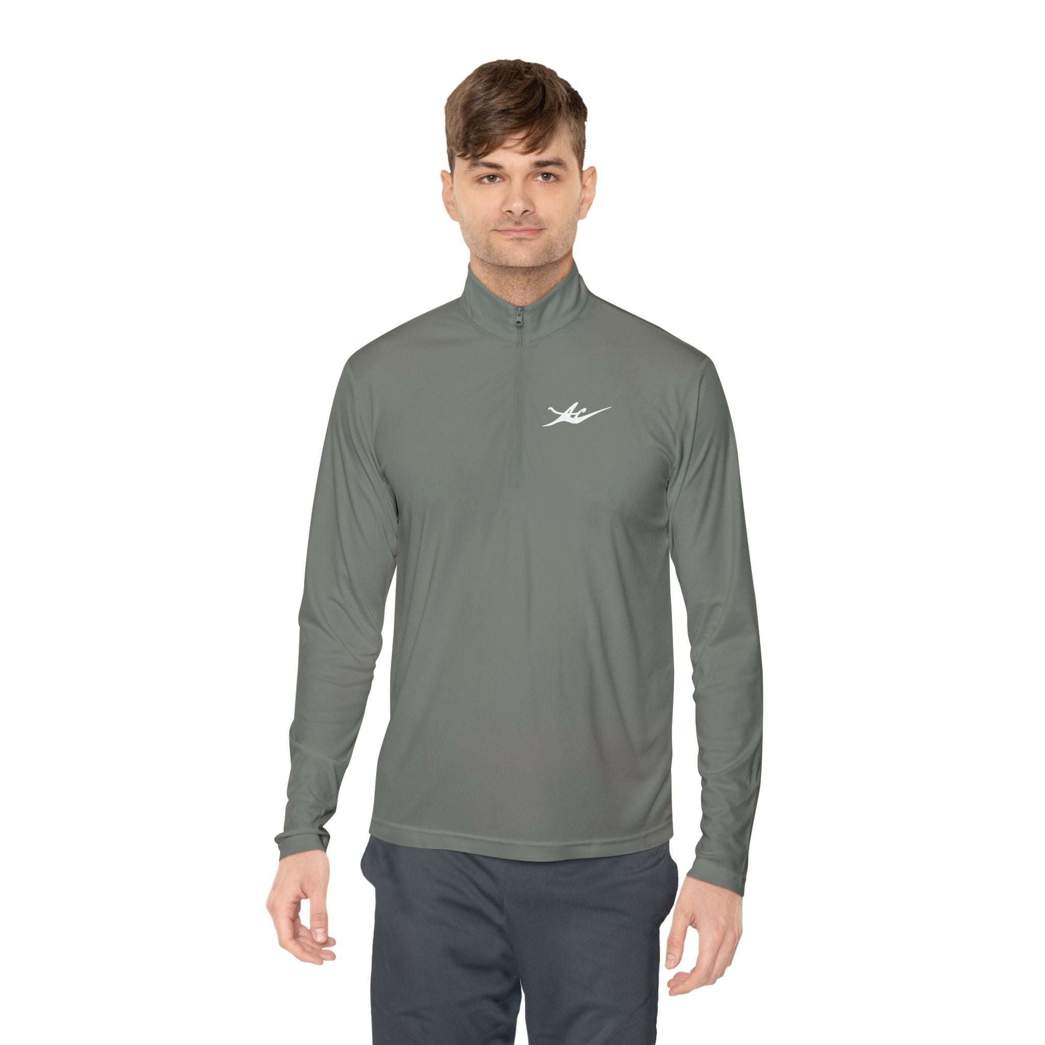 Unisex Embroidered Logo Quarter-Zip Performance Pullover